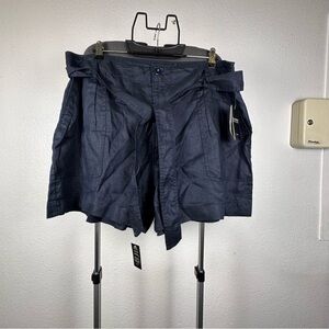 Ralph‎ Lauren Dark Blue Linen Buttoned Shorts
